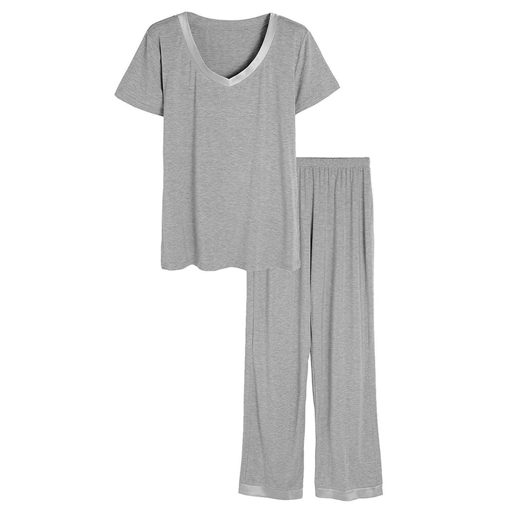 V-Neck Sleepwear Short SLV Top Pants Pajama Set